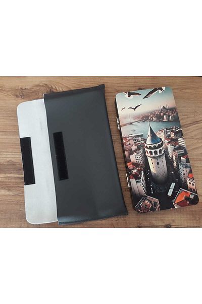 Organica Tasarım Mini Backgammon Travel Backgammon Pocket Backgammon 24X24 with Special Leather Case-Galata Tower