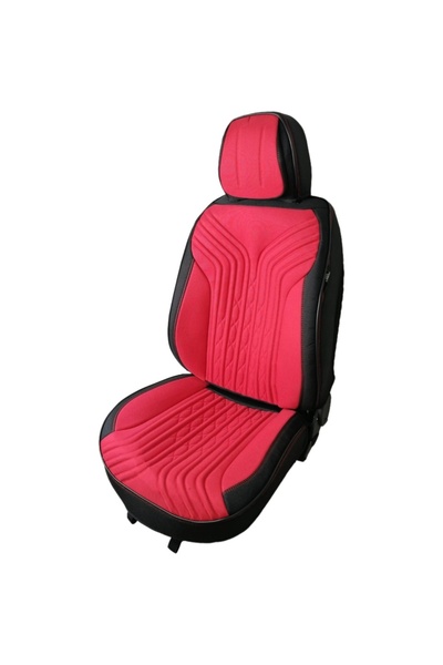 DELUXETUNING Set huse scaune auto universale, material textil, negru cu rosu,...