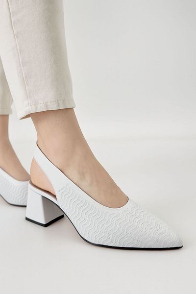 Mariolucci Women's Daily Heeled Shoes Genuine White Leather