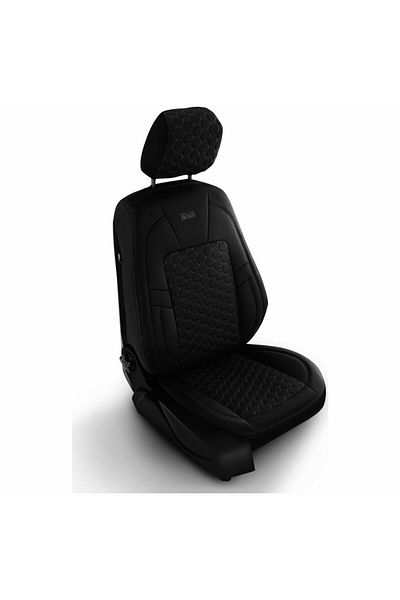 DELUXETUNING Set huse scaune auto piele ecologica negru, universale, fata-spate, Diamond Design