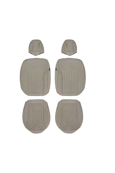 DELUXETUNING Set huse scaune auto universale, material textil, crem, fata-spate, bancheta fractionata
