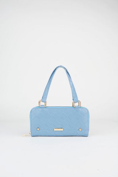 Vivaq Women's Baby Blue Fish Scale Patterned Removable Strap Zipper Closure Wallet and Shoulder Bag