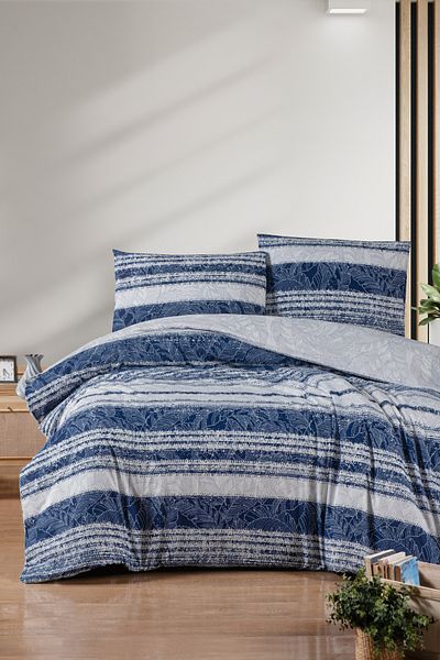 Mürdüm Home Leaf Patterned 100% Cotton Sheet Double Duvet Cover Set