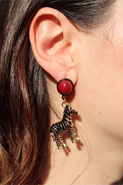 LUMİTO أقراط لوميتو زيبرا الذهبية