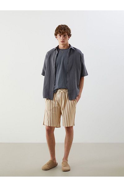 LC Waikiki Xside Men's Knitted Shorts with Tie-Up Stripes