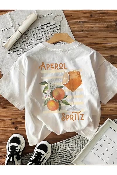 AEMİ Tricou oversize unisex cu decolteu Aperol Spritz imprimat