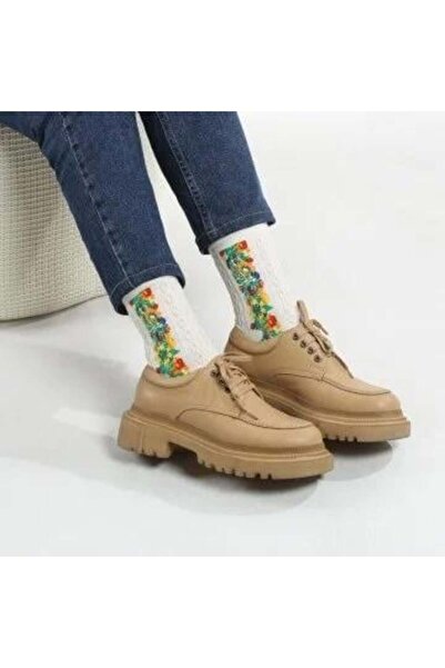Vista Butik Stnd embossed pattern ethnic women's cream socks classic