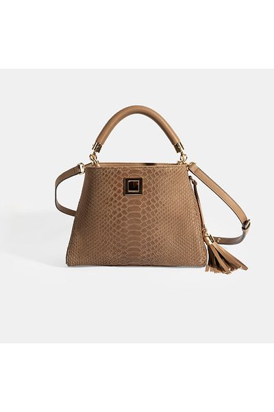 Desa Women's Brown Tassel Accessory Leather Handbag