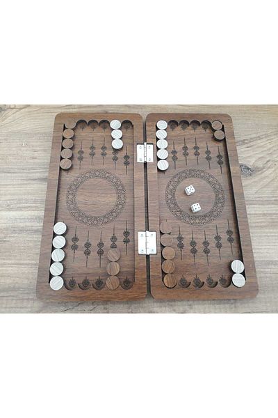 Organica Tasarım Mini Backgammon Travel Backgammon Pocket Backgammon 24X24 with Special Leather Case-Tower of Girls