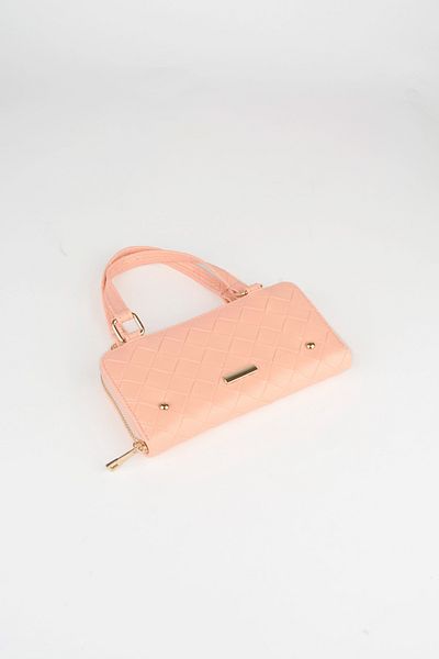 Vivaq Women's Mocha Herringbone Patterned Removable Strap Zipper Closure Wallet and Shoulder Bag