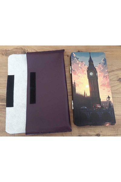 Organica Tasarım Mini Backgammon Travel Backgammon Pocket Backgammon 24X24 with Special Leather Case-London