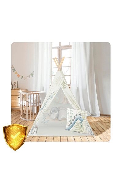 İSP Cort de joaca in stil Montessori, "Likesmart Dino Tent" pentru copii, Perna, Stabilizator, 114x114x1