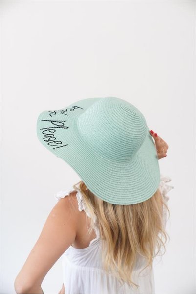 Zoe3 Style Women's Vlt Mint Text Detailed Women's Straw Hat
