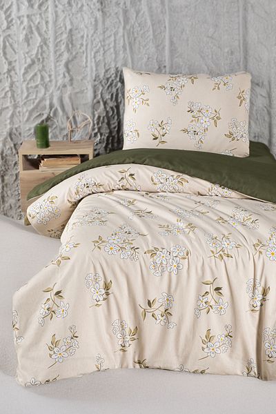 Mürdüm Home Piteya 100% Cotton Sheet Single Duvet Cover Set