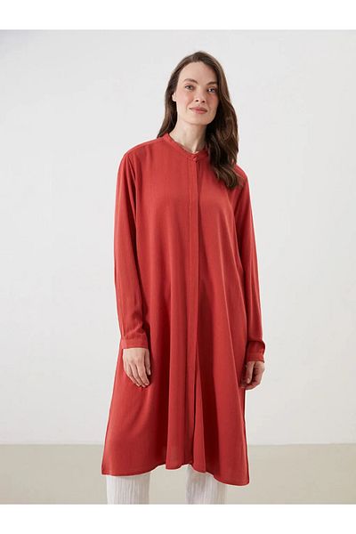 LC Waikiki Lcw Grace Orange Judge Collar Textured Women's Shirt Tunic