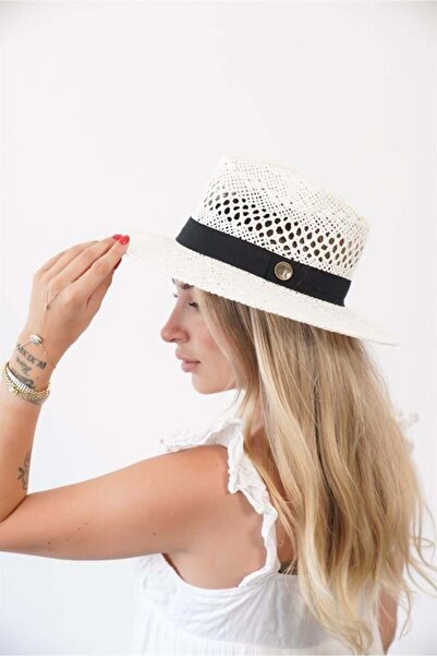 Zoe3 Style Women's Mdre White Perforated Breathable Straw Hat