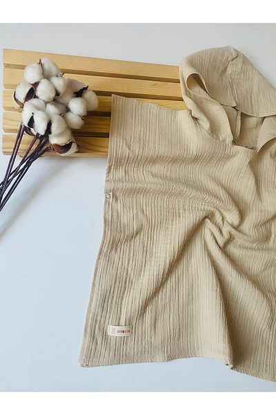 GÜNEŞ KİDS Organic 100% Cotton Muslin Hooded Beach Kids Baby Poncho Bathrobe Bath Towel