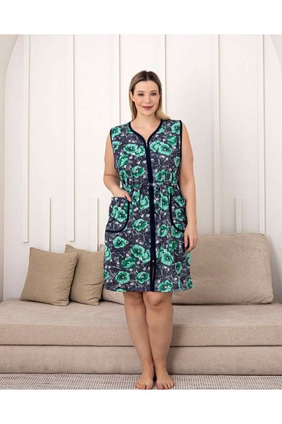 Star Fashion Capot dama de casa, fara maneci, stil kimono, bumbac