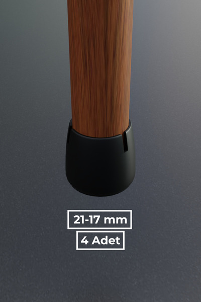 wooden lane studio 4’lü Siyah Silindir Sandalye Pabucu Zemin Koruyucu – 17-21...