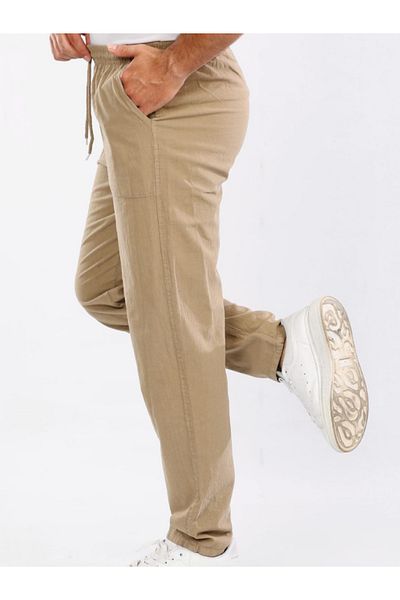 LUSSOLİFE Men's Large Size Elastic High Waist Raw Cloth