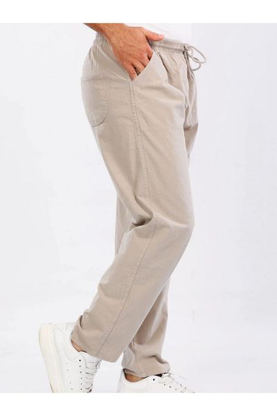 LUSSOLİFE Men's Large Size Elastic High Waist Raw Cloth
