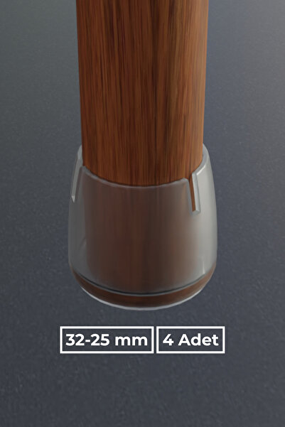 wooden lane studio 4’lü Şeffaf Silindir Sandalye Pabucu Zemin Koruyucu – 25-3...