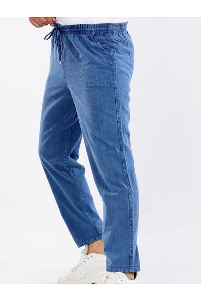 LUSSOLİFE Men's Large Size Elastic High Waist Raw Cloth