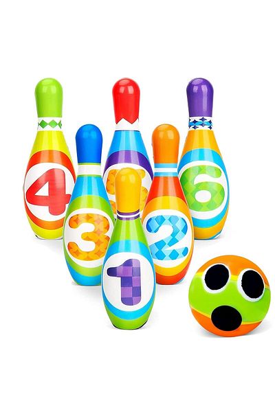 İSP Set Bowling pentru Copii "LikeSmart Bowling Set", 6 Popice, 1 Bila, Cutie Depozitare, Multicolor