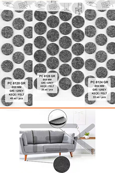 M DESİNG Adeziv scaun fotoliu mobilier picior pâslă gri set 3 pachet pardoseală din lemn de esență tare pâslă de protecție