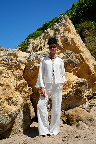 ASEDE Σετ παντελόνι μπλούζα με λουράκι μπροστά