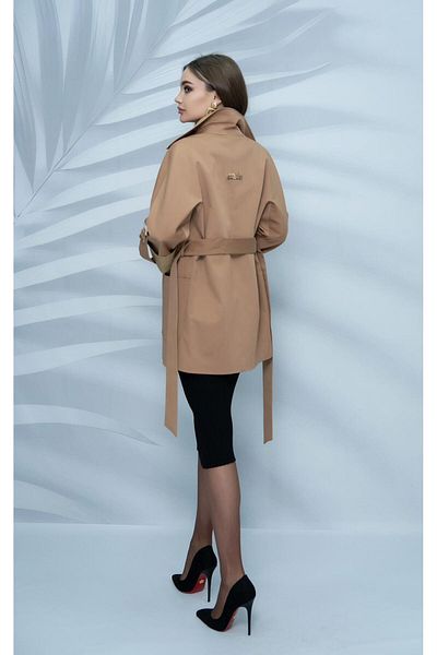 Eccim Fashion Linen Collar Snake Brooch Lined Short Women's Trench Coat