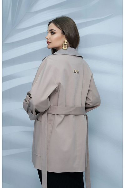 Eccim Fashion Linen Collar Snake Brooch Lined Short Women's Trench Coat