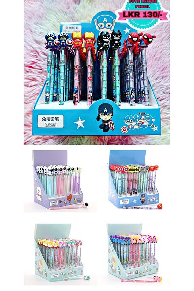 Wolawood Set of 12 Pencils with Super Hero Figures Mixed Color Model School Gift Set for Kids