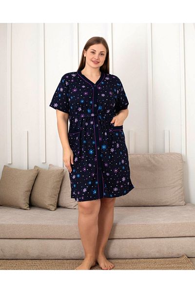 Star Fashion Capot dama de casa, cu maneca scurta, cu cordon in talie