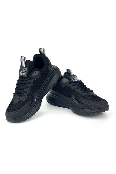 KAJILA Unisex Black Lace-Up Flexible Lightweight Casual Sneaker Sports Shoes