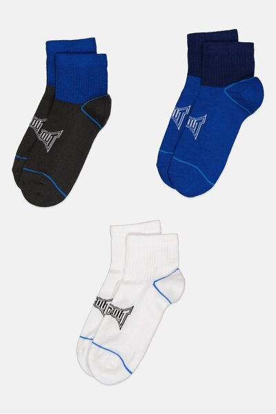 Tapout Men 3 Pairs Brand Logo Training Quarter Socks, Multicolor