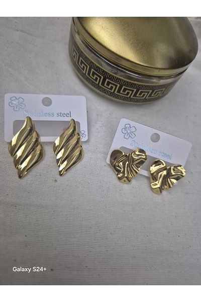 Pinkimaj Steel Earrings Style Model 2 Heart Set
