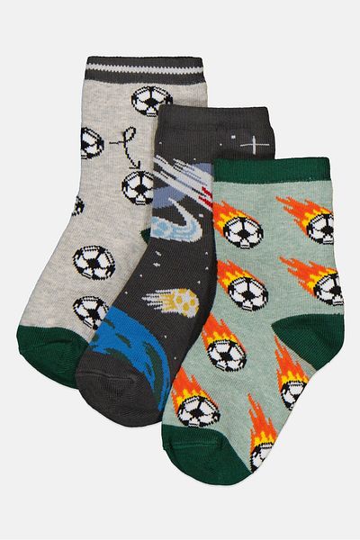 RBX Kids Boy 3 Pairs Allover Print Crew Socks, Multicolor