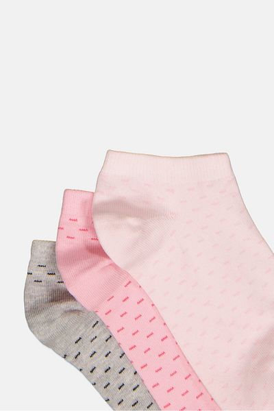 Bebe Women 3 Pairs Textured Ankle Socks, Multicolor