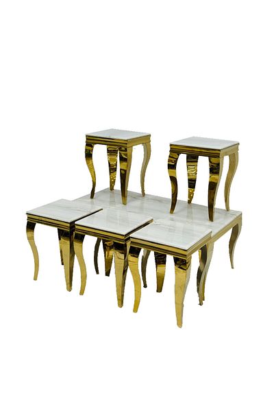 Ch Royal marble table set, 7 pieces