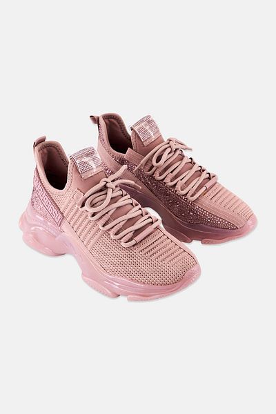 Steve Madden Women Maxilla Lace Up Metallic Casual Shoes, Mauve