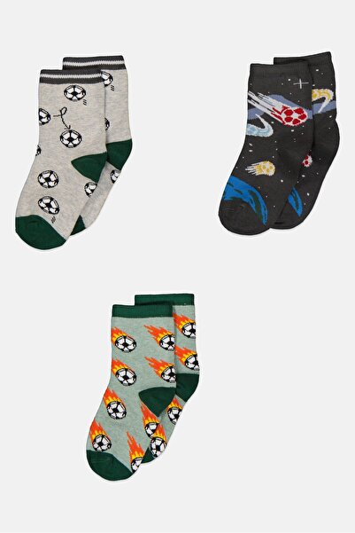 RBX Kids Boy 3 Pairs Allover Print Crew Socks, Multicolor