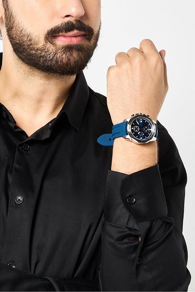 Roberto Cavalli Men RC5G109P0025 Silicone Analog Watch 42mm, Navy