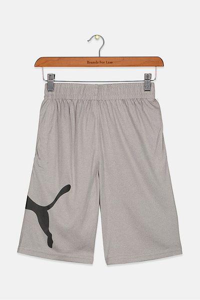 Puma Kids Boy Sportswear Fit Brand Logo Short, Charcoal Grey
