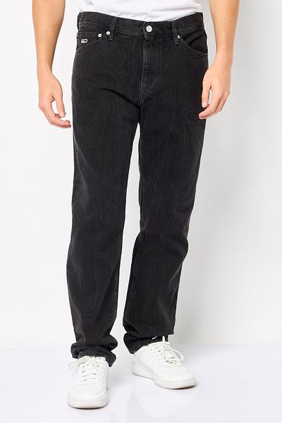 Tommy Jeans Men Straight Fit Washed Denim Jeans, Black