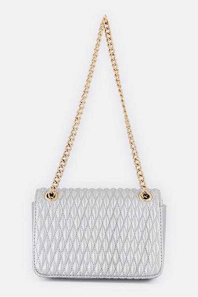 Anne Klein Women Hardware Logo Flap Shoulder Bag, Silver