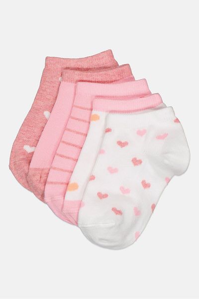 Bebe Kids Girl 5 Pairs Printed Ankle Socks, Multicolor