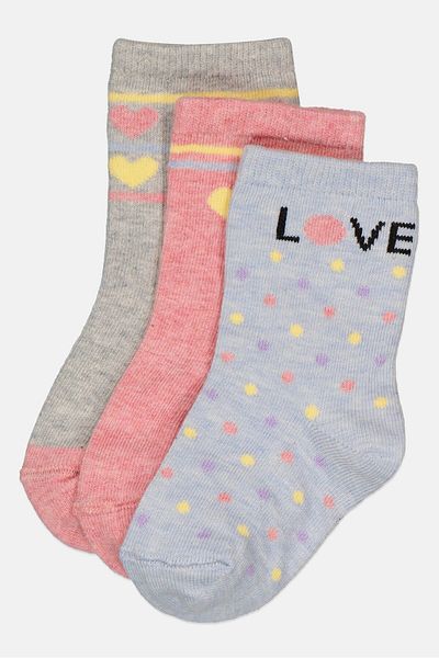 Bebe Kids Girl 3 Pairs Polka Dots Crew Socks, Multicolor
