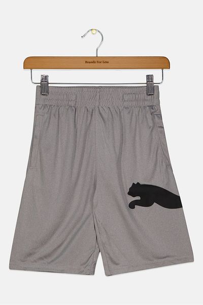 Puma Kids Boy Sportswear Fit Brand Logo Training Shorts, Grey