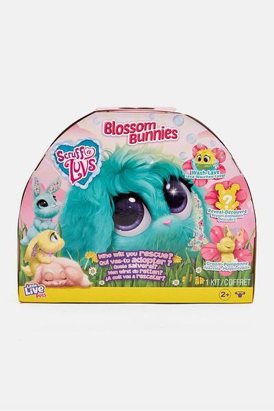 Scruff A Luvs Little Live Blossom Mystery Bunny Reveal, Blue/Pink